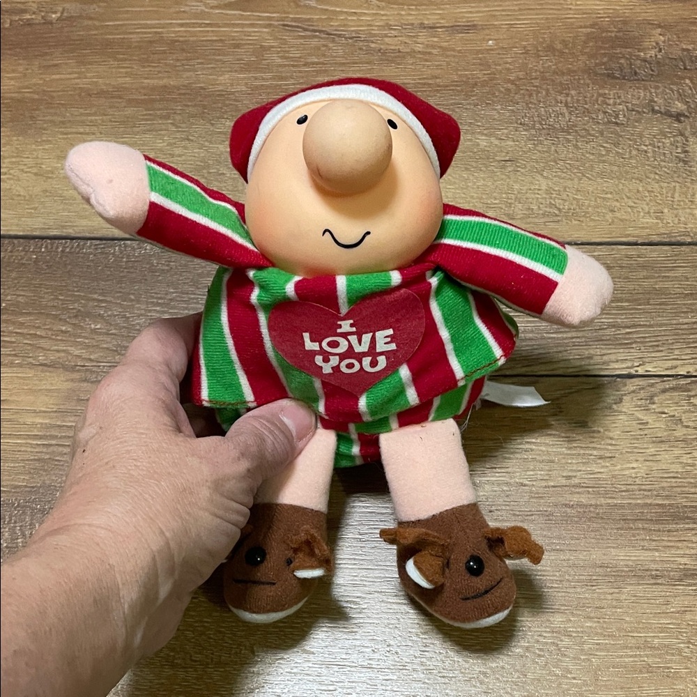 Vintage 1990's Ziggy Christmas I Love You Plush Pajamas Reindeer Slippers